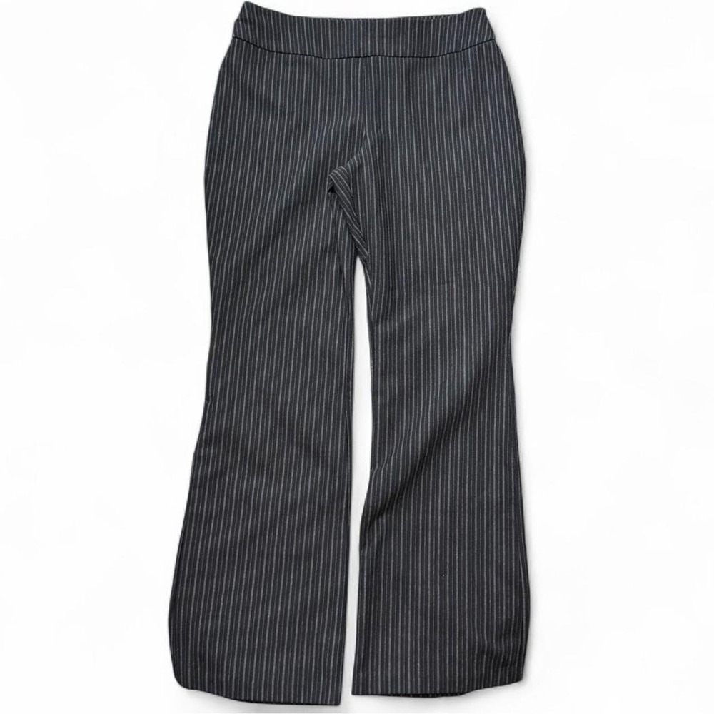 Vintage Y2K New York & Co Black Metallic Pinstripe Flare Pants, Women's Size L